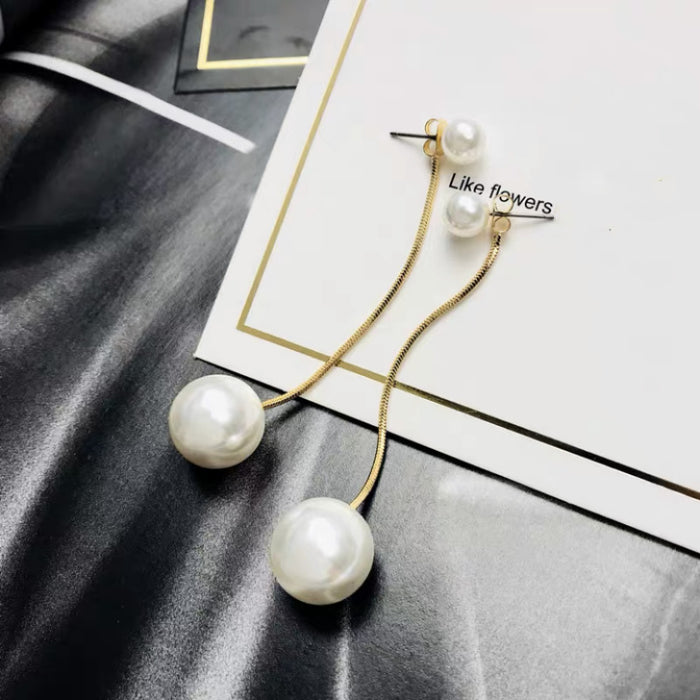 Wholesale Silver Needle Pearl Earrings Women's Long Tassel Earrings Jewelry