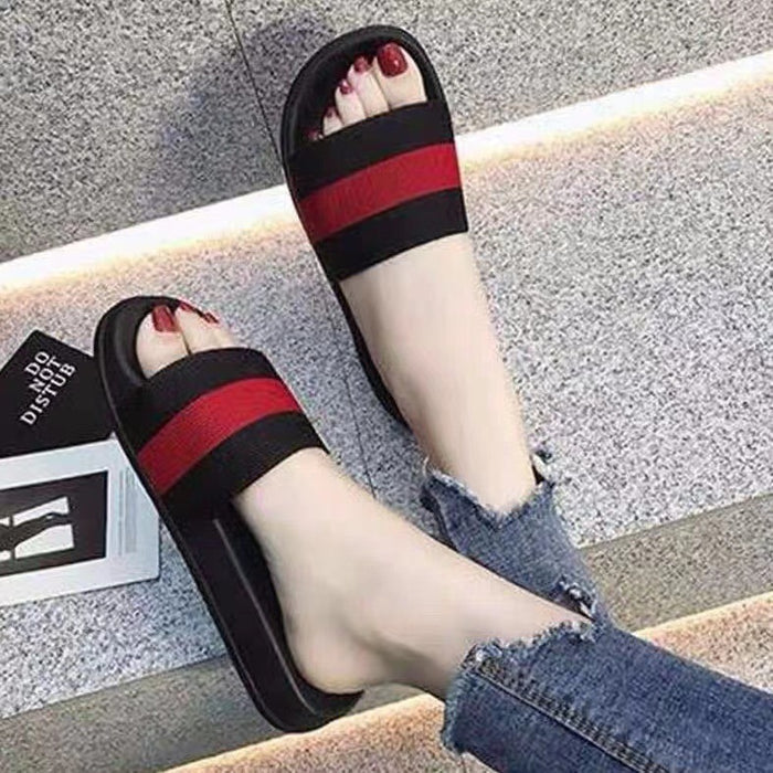 Wholesale PVC Summer Outer Wear Non-slip Striped Slippers JDC-SP-LiNi003