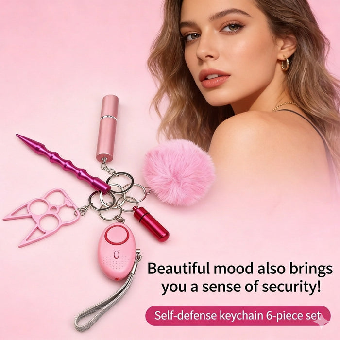 Wholesale Stainless Steel Women S Safety Keychain 6 Piece Set Personal Alarm Whistle Trendy Everyday Fashion Accessory For Boutique Resale