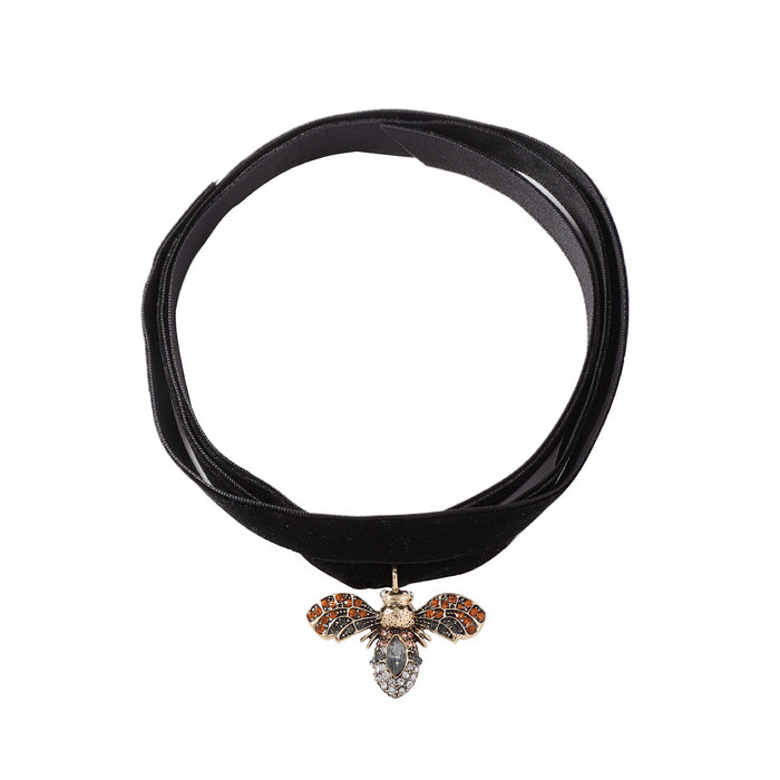 Wholesale Full Diamond Alloy Bee Pendant Long Necklace High Design All-match Daily