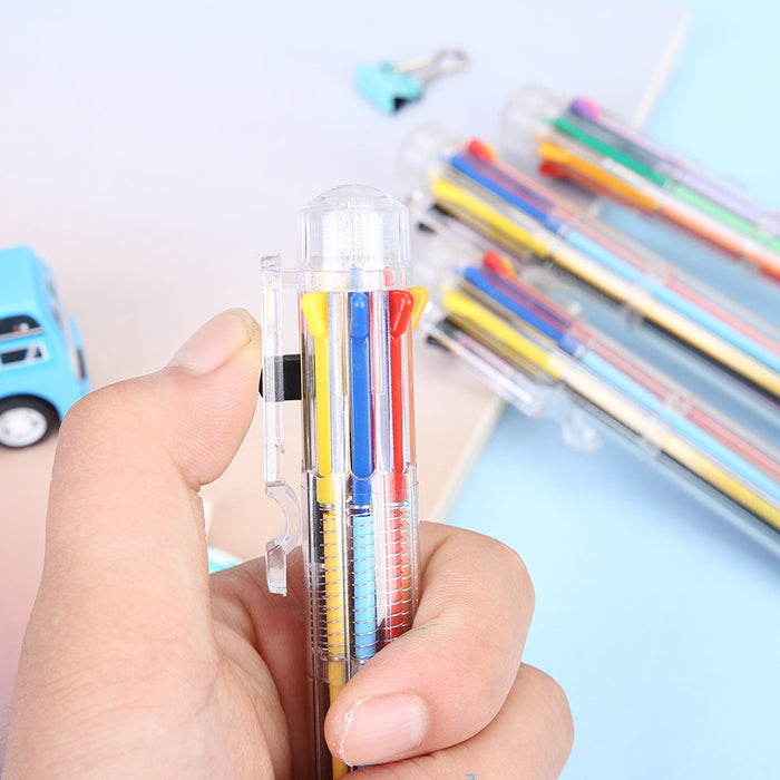 Wholesale Transparent colored eight-color ballpoint pen