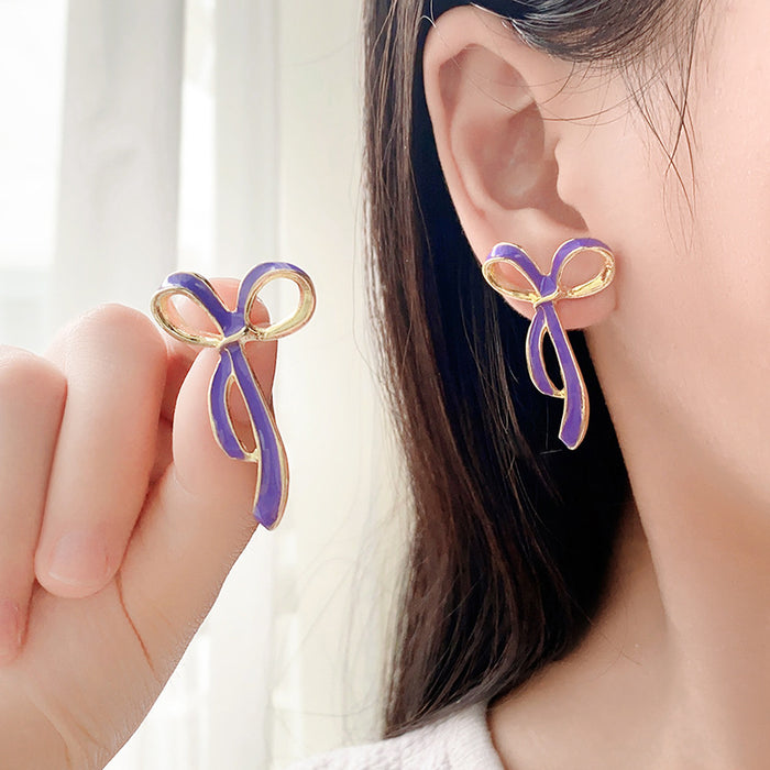 Wholesale Purple Bow Retro French S925 Elegant