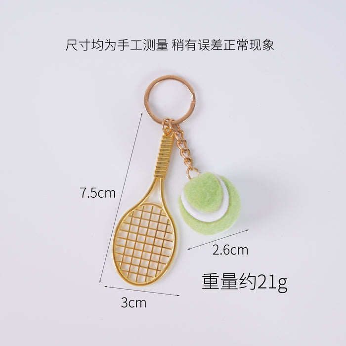 Wholesale Metal Tennis Racket Keychain Pendant Silver Blue Modern Minimalist Fashion Accessory MOQ≥2