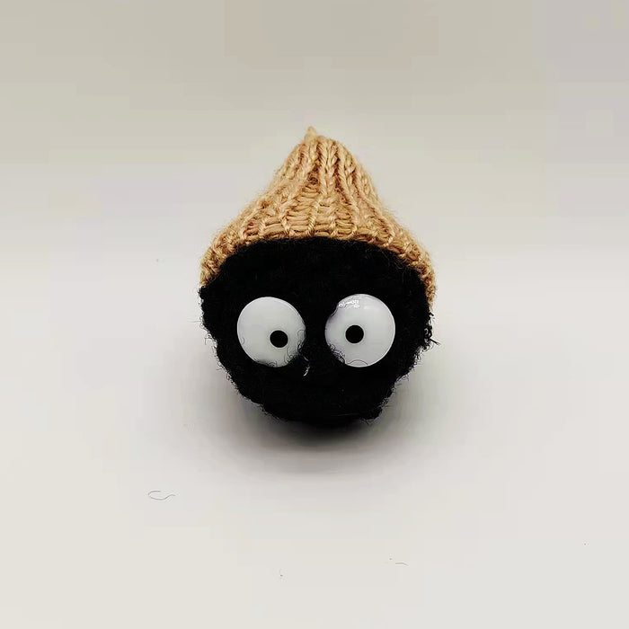 Wholesale Coal ball keychain plush pendant cartoon knitted DIY accessory