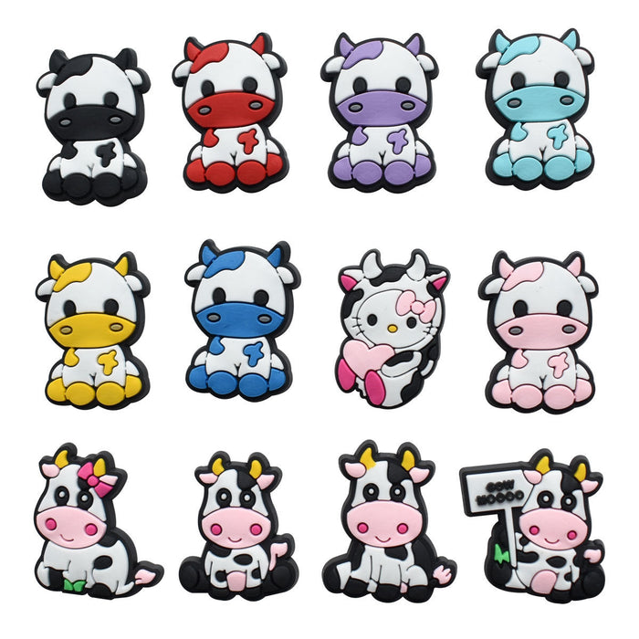 Wholesale 100 PCS PVC Cartoon Cow DIY Shoe Buckle JDC-SC-RYY003