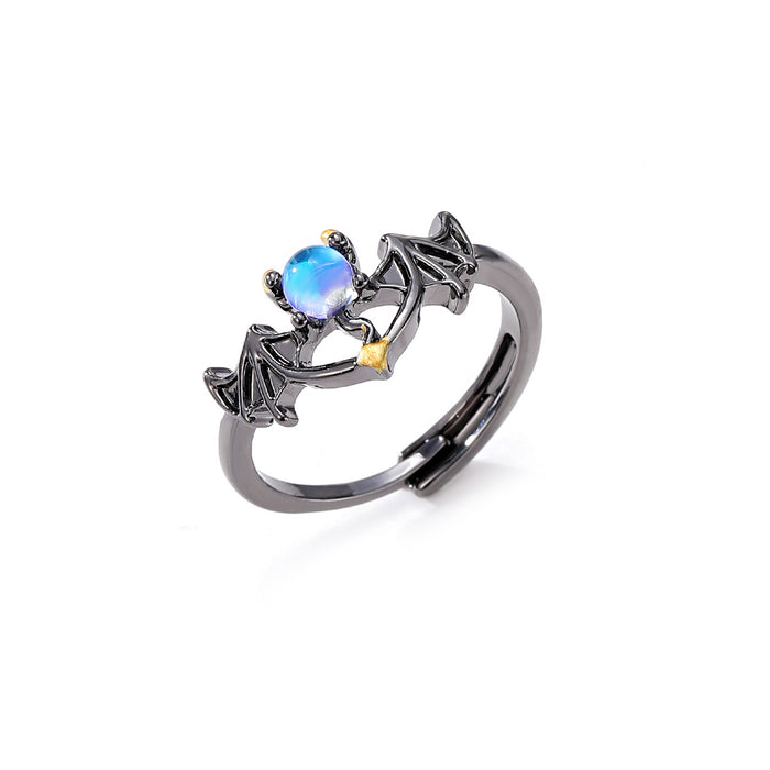 Wholesale Creative Angel and Devil Moonstone Ring Fashion Opening Adjustable Couple Ring for Men and Women