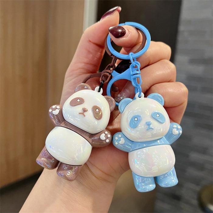 Wholesale Cute PVC Standing Panda Keychains with Glossy Electroplated Finish