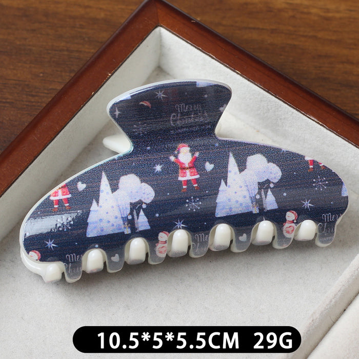 Wholesale Sweet Christmas Plaid Bear Large Plastic Hair Claw Clip Stylish Fashion Accessory For Women Great Gift Or Boutique Resale