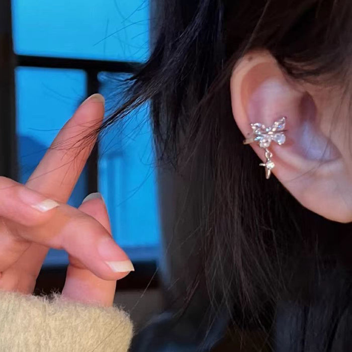 Wholesale Zircon butterfly ear clip for women's niche design exudes a sense of temperament