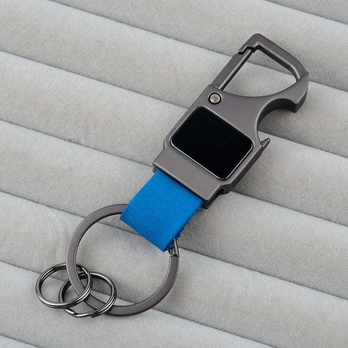 Wholesale Leather keychain multifunctional creative car keychain laser engraved metal pendant