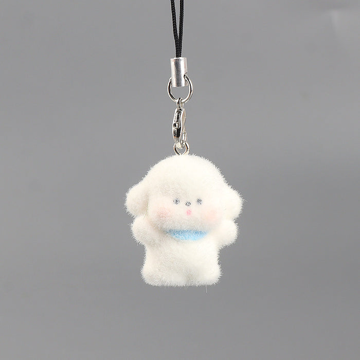 Wholesale 3D Flocked Resin Dog Keychain