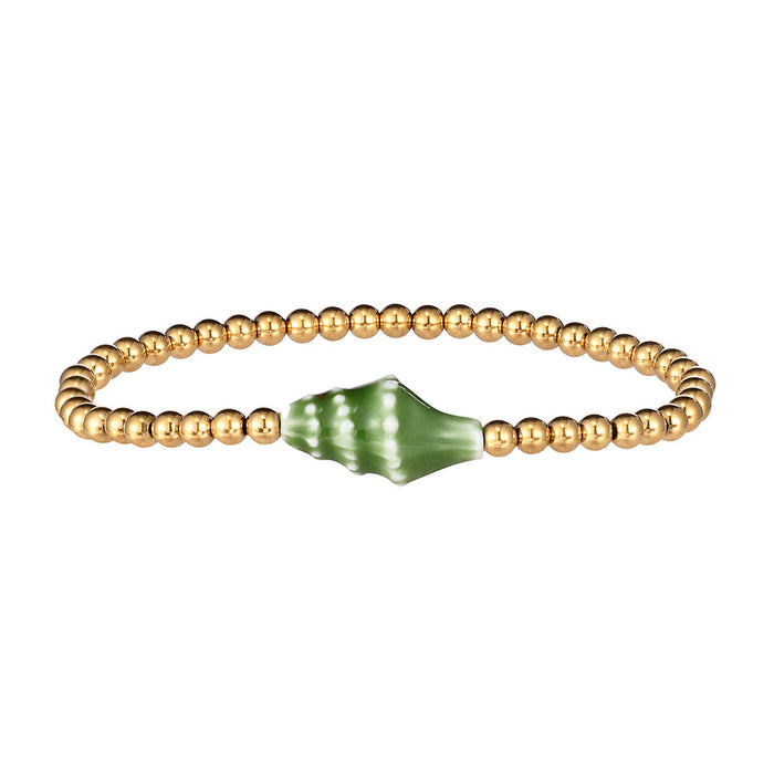 Wholesale Swimming wearable mini bracelet accessory ceramic conch animal turtle titanium steel non fading bracelet