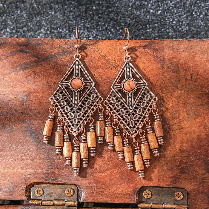 Wholesale 2pcs Vintage Bohemian Hand-made Tassel Earrings