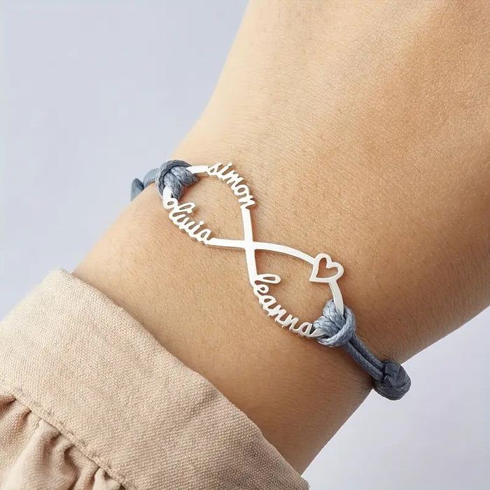 Wholesale Hand-woven Stainless Steel Heart Pattern Hollow 8 Letter Bracelet JDC-BT-MouXiang001