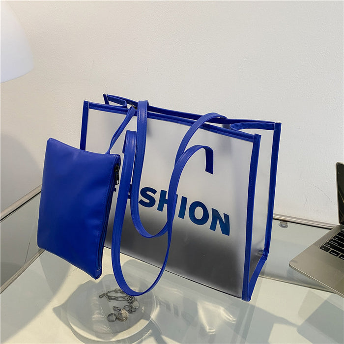 Wholesale Fashionable large capacity transparent single shoulder tote bag handbag