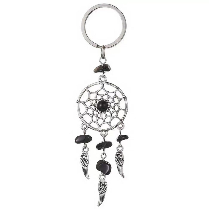 Wholesale Bohemian Dreamcatcher Keychain with Aventurine Crystal Feather Tassel Charm