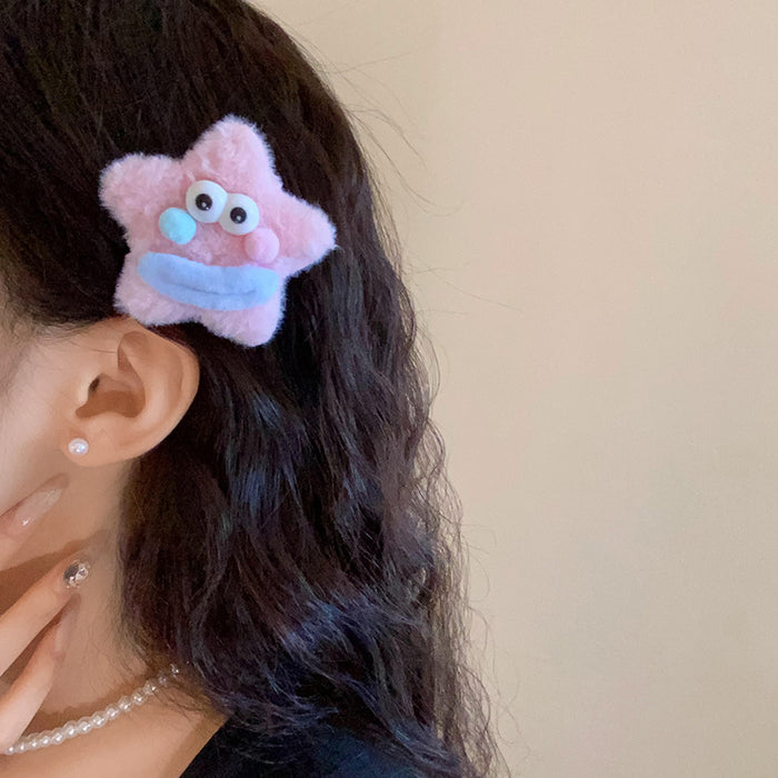 Wholesale  Cartoon Star Smiley Plush Hairpin Side Duckbill Clip All-match New Hairpin Hair Accessories