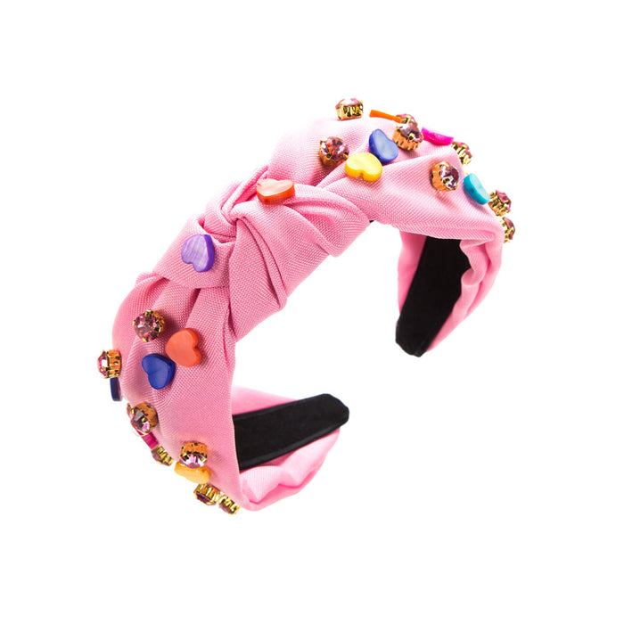 Wholesale Valentine' s Day candy-colored heart-shaped accessory with rhinestones headband