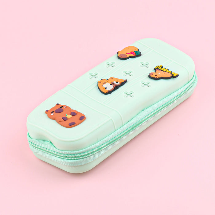 Wholesale Cute Cartoon Silicone Pencil Case DIY Creative Students Stationery Organizer Bag MOQ≥10