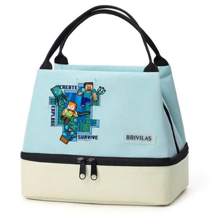 Wholesale Cartoon Double Layer Insulated Lunch Bag Oxford Fabric Picnic Tote Casual Outing Gift