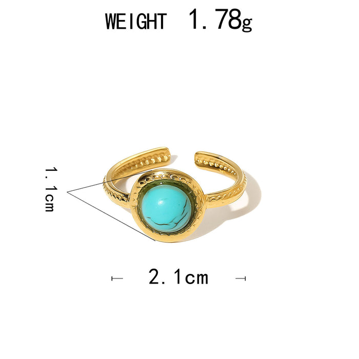 Wholesale Stainless Steel Gold Turquoise Rings