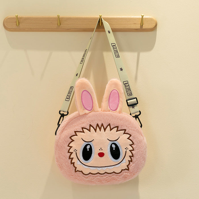 Wholesale Children' s plush bag new cartoon messenger bag large capacity pull cloth doll bag plush toy mobile phone bag