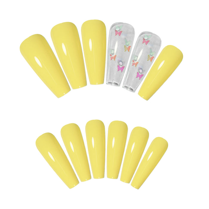 Wholesale Nail Stickers Plastic Yellow Butterfly Coffin Nail  JDC-NS-oumei010