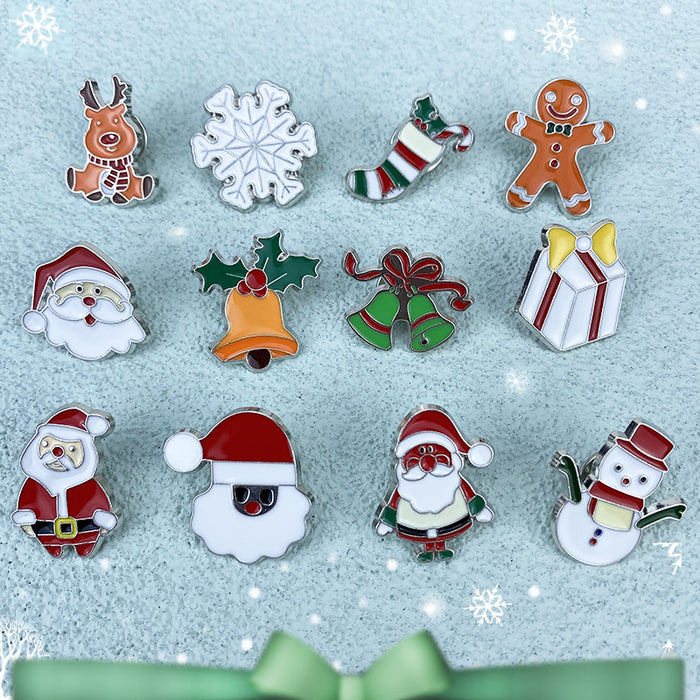 Wholesale Christmas Santa Reindeer Snowman Alloy Brooch Pin Chic Holiday Fashion Accessory MOQ≥2