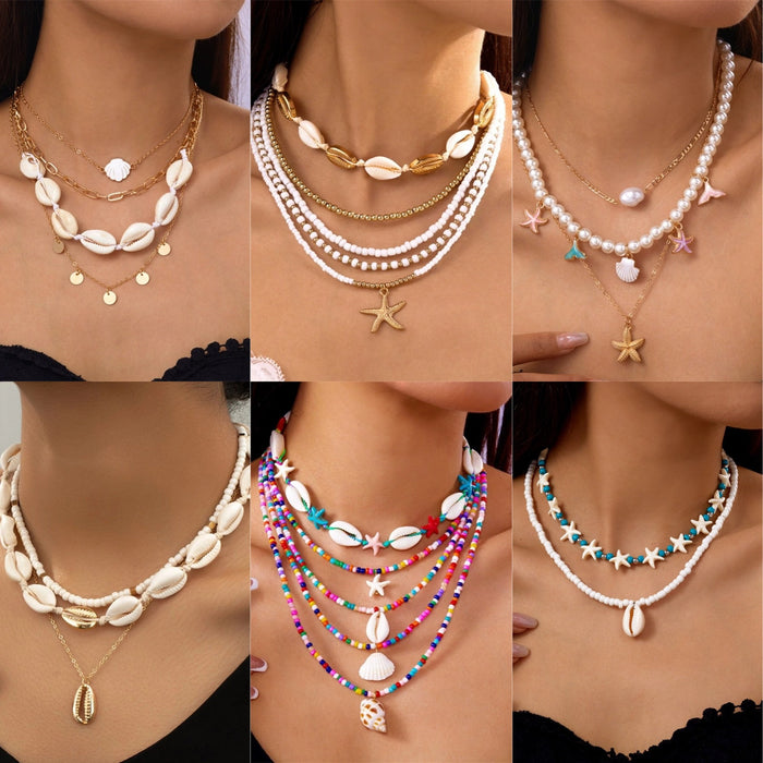 Wholesale Natural Shell Necklace Women Beaded Light Luxury Necklace Bohemian Niche Design