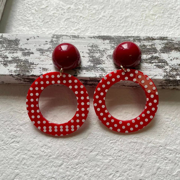 Wholesale Personalized retro red exaggerated circle earrings ear clip