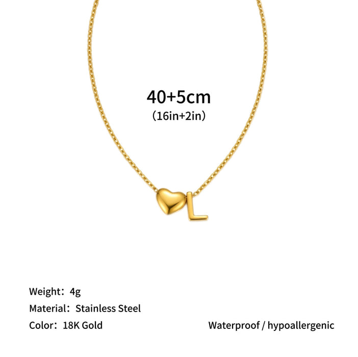 Wholesale Clavicle chain jewelry accessory 26 letter heart pendant titanium steel necklace