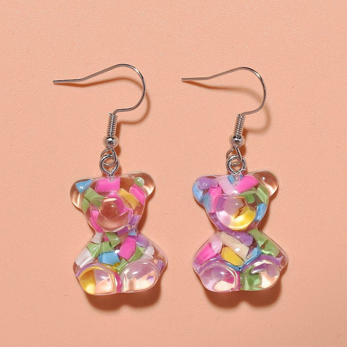 Wholesale Colorful Candy Acrylic Bear Earrings JDC-ES-Xunt004