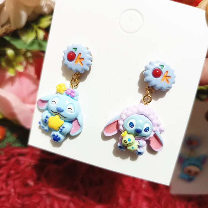 Wholesale Cartoon new cute resin silver needle earrings for women
