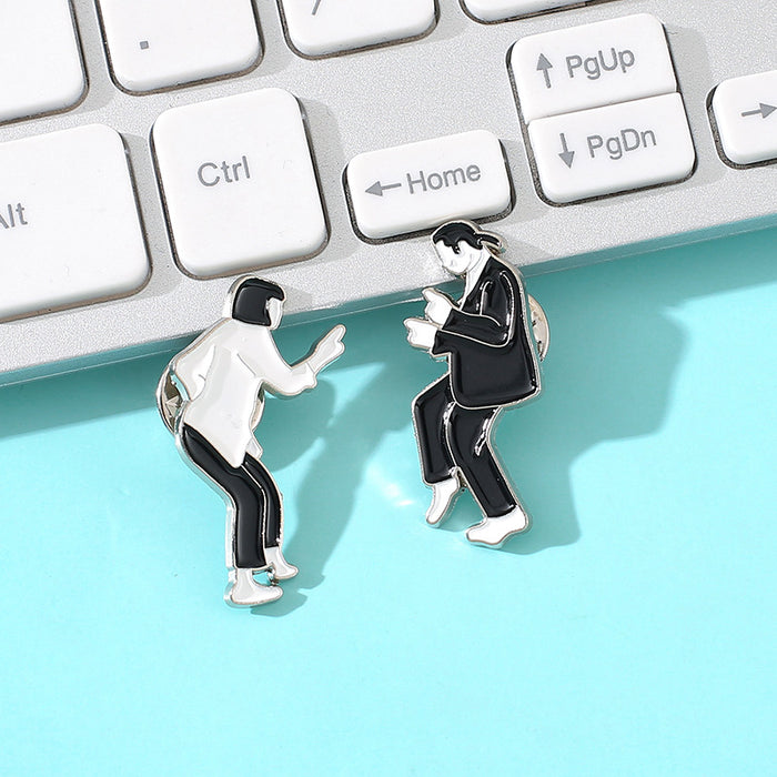 Wholesale Metal Punk Style Character Brooch Pin Black White Enamel Badge Casual Chic Jewelry Accessory