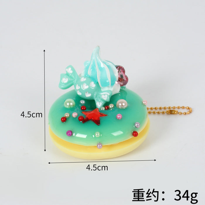 Wholesale PVC Donut Keychain Simulated Dessert Pendant Chic Bag Charm And Car Key Accessory MOQ≥5