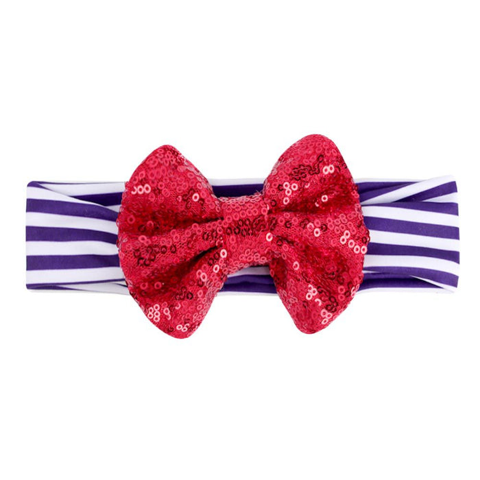 Wholesale 50PCS American Independence Day Baby Print Sequin Bow Wide Border Fabric Headband JDC-HD-XiuG001