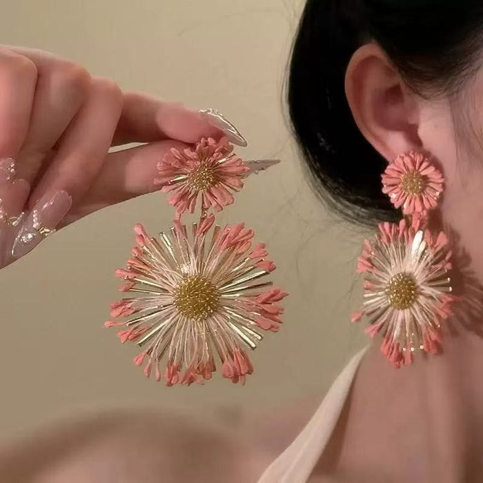 Wholesale Sun Flower Earrings - New Exaggerated Ear Accessories