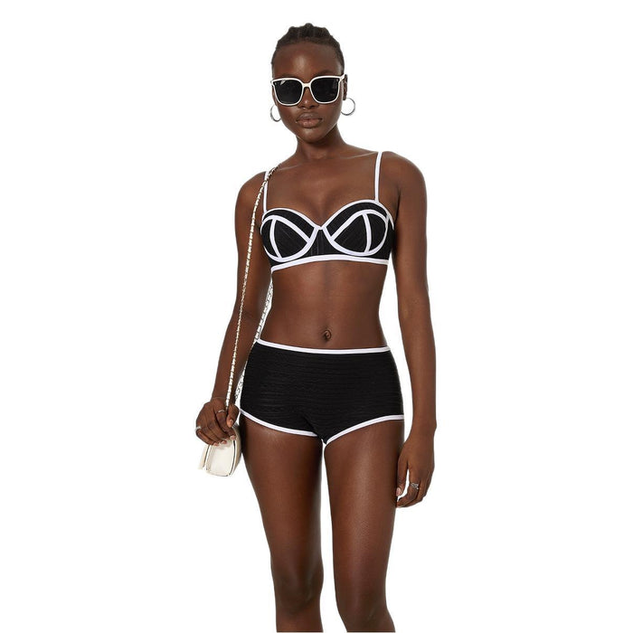 Wholesale New Summer Retro Stripe Basic Split Swimsuit