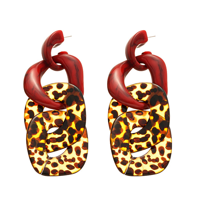 Wholesale Acrylic Leopard Print Geometric Silver Elegant High-end Earrings for Women