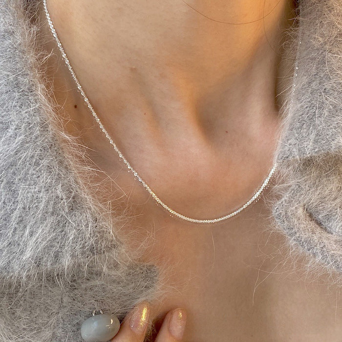 Wholesale Small niche silver collarbone chain, plain chain necklace, bare chain