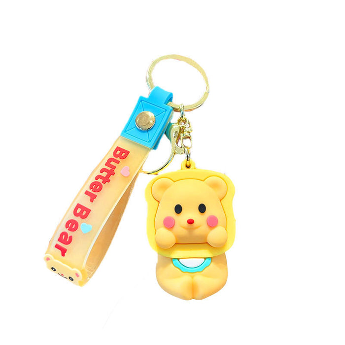 Wholesale Cartoon Silicone Butter Bear Doll Keychain JDC-KC-JuJi032