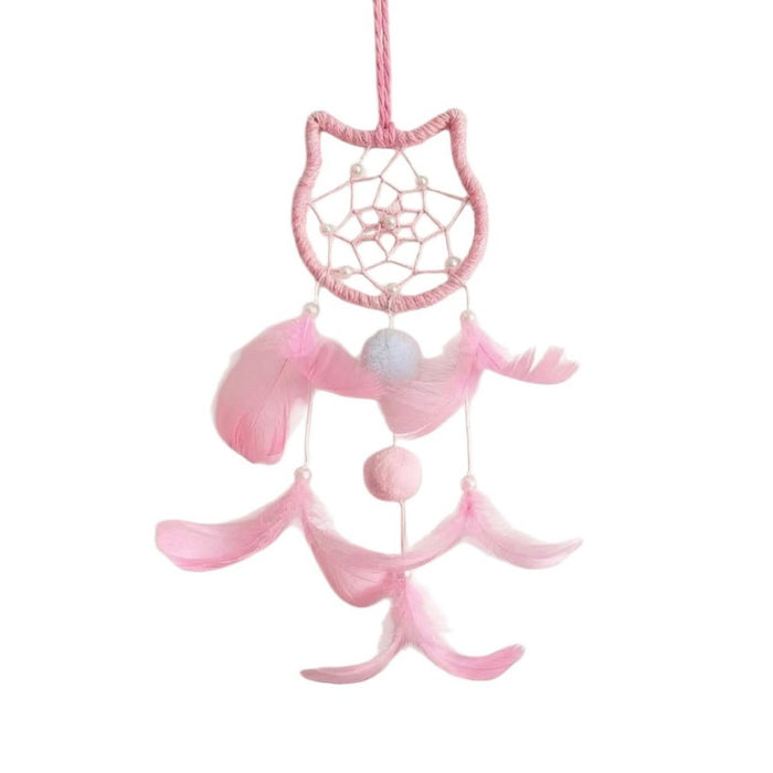 Wholesale Handmade Pink Feather Dream Catcher Polyester Home Decor Pendant