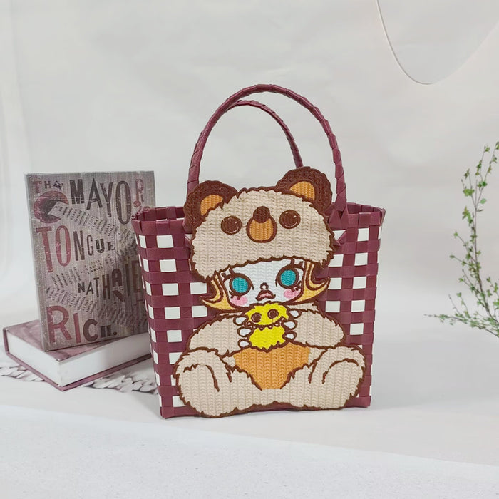 Wholesale Rattan Handbag Cartoon Plastic Handbag Lightweight Daily Wear Leisure Travel Shoulder Bag