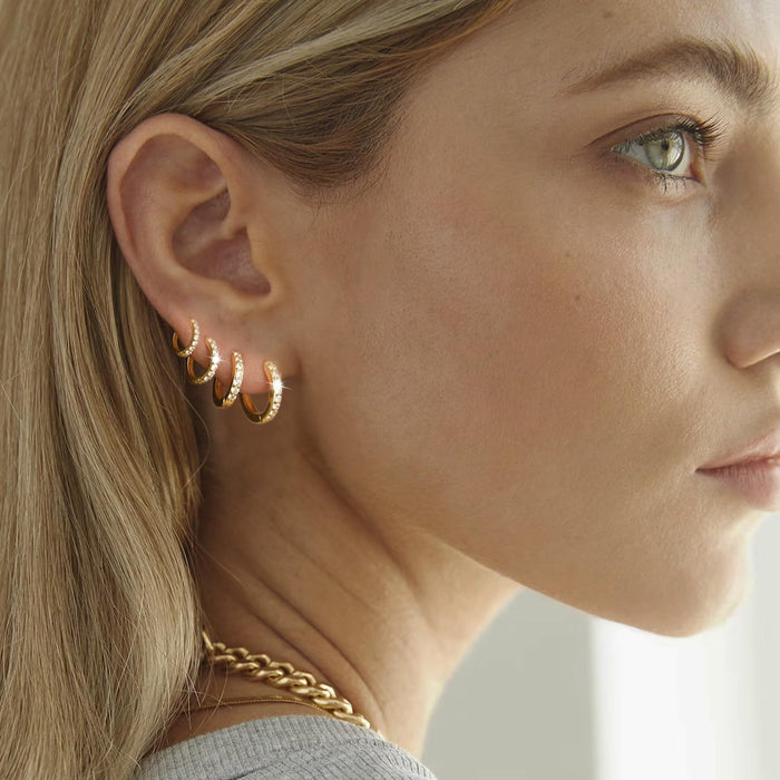 Wholesale Electroplating simple zircon inlaid circle fashionable women's ear ring four piece set
