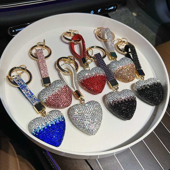 Wholesale Round Buckle Diamond Rope Full Diamond Love Keychains JDC-KC-JFan015