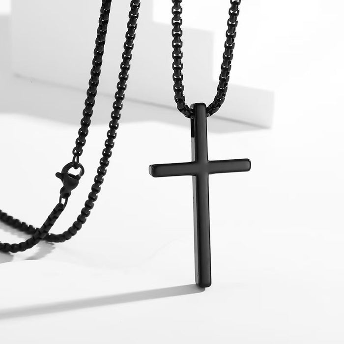 Wholesale New Titanium Cross Necklace Versatile Stainless Steel Cross Pendant Sweater Chain Accessory