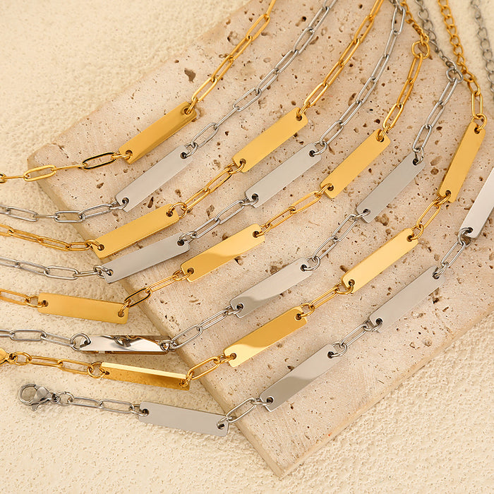 Wholesale European and American light luxury stacked stainless steel bracelet, simple smooth surface bracelet, fashionable and versatile design bracelet