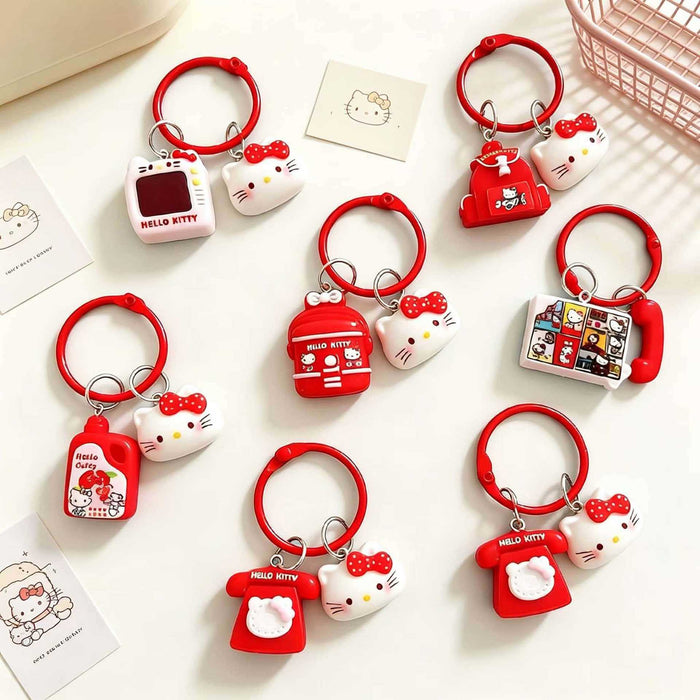 Wholesale Resin Cartoon Cat Bell Keychain Girly Bag Charm Decorative Accessory Gift For Friend