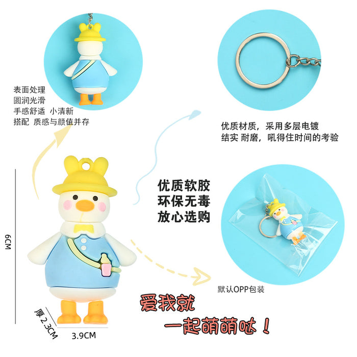 Wholesale cartoon  schoolbag pendant travel duck doll keychain