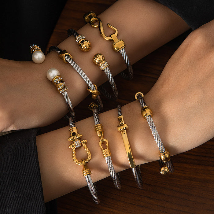 Wholesale steel wire rope gold bracelet